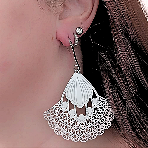 Brinco Leque Taj Indiano em Aço Inox Antialérgico