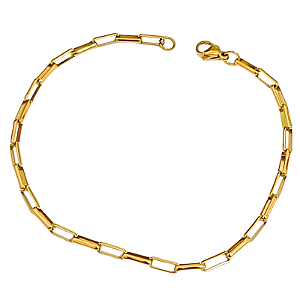 Pulseira de Aço Dourado - Ouro 18k - Elos Tijolinho - 21 cm