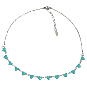 Colar Choker em Aço Cirúrgico com Corções Turquesa