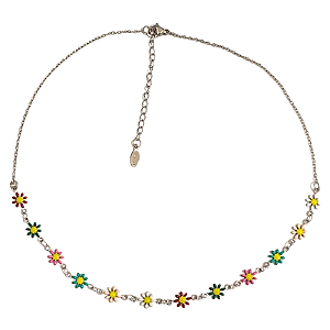 Colar Choker de Aço Cirúrgico com Margaridas Multicoloridas
