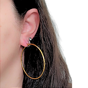 Brinco Argola 6 cm de Aço com Ouro 18K