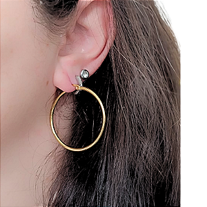 Brinco Argola Dourada 3,5 cm de Aço com Ouro 18K