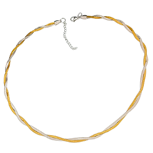 Colar 2 Fios Trançado Aço Cirúrgico com Ouro 18K