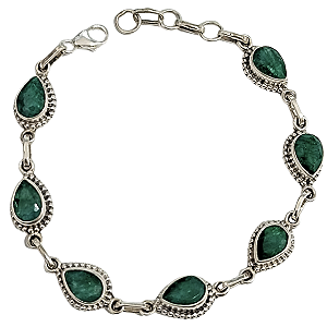 Pulseira de Prata com Esmeralda Natural Gotin