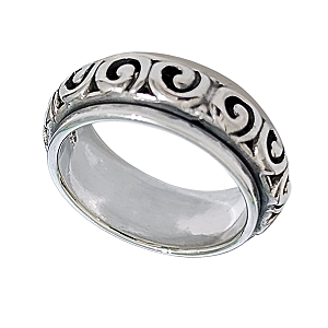 Anel de Prata Giratório Masculino Espirais