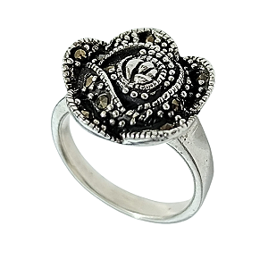 Anel de Prata Rosa com Marcassitas