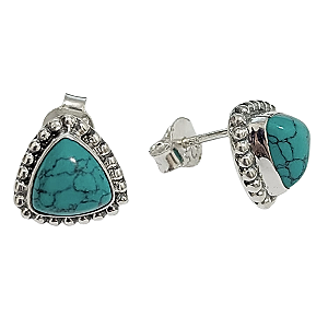 Brinco de Prata com Pedra Natural Turquesa Thieny