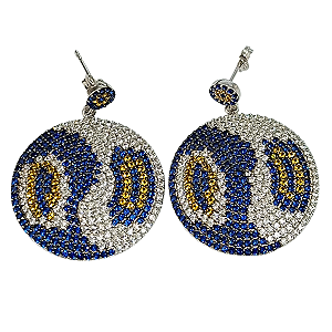 Brinco Mandala de Prata com Ouro Branco Ying Yang Culture