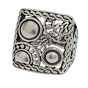 Anel Quadrado Prata de Bali Sirin