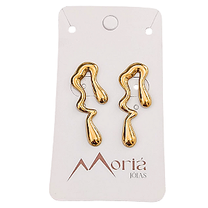 Brinco Orgânico em Aço com Ouro 18K