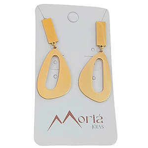 Brinco de Aço Cirúrgico Gota Espelhada Beatrice Gold