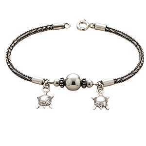 Pulseira Prata de Bali Beads Tartarugas