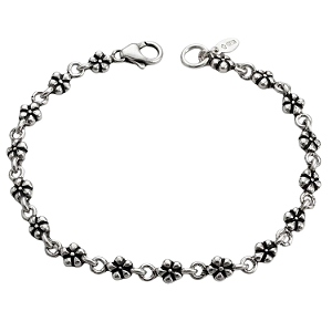 Pulseira Prata Bali Florzinhas 18cm