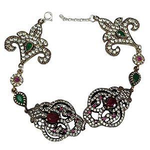 Pulseira de Prata Turca Imperial Safira Rubi