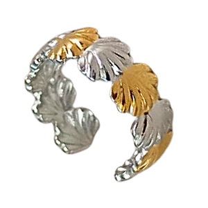 Anel de Aço Cirúrgico e Ouro 18K Conchas do Mar Delicate - Ajustável
