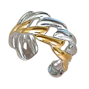 Anel de Aço Cirúrgico e Ouro 18K Grumet Slim - Ajustável