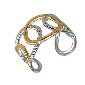 Anel de Aço Cirúrgico e Ouro 18K Elos Elegance - Ajustável