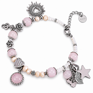 Pulseira Aço Bali com Quartzo Rosa Amor Próprio