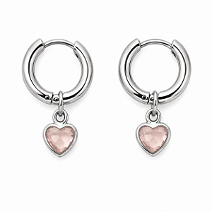 Brinco Infantil de Aço Cirúrgico Argolinha Click Heart Rosé