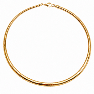 Colar Choker Aço com Ouro 18K Semi Rígido Ômega 6 mm