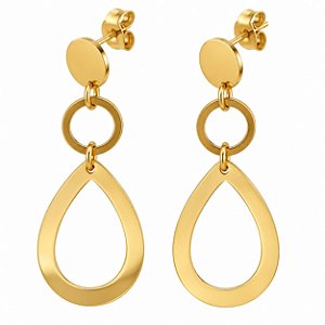 Brinco Aço Cirúrgico com Ouro 18K Slim Lace