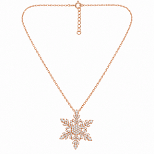 Colar Floco de Neve de Prata com Ouro Rosé