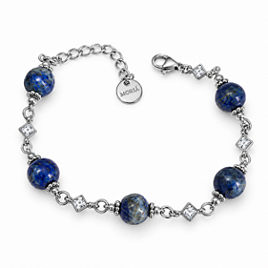 Pulseira de Aço Bali com Pedra Natural Lápis Lazuli