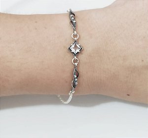 PULSEIRA DE PRATA COM PEDRA LEGACY CRISTAL