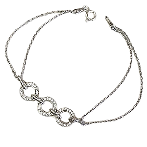 Pulseira de Prata com Ouro Branco Elo de Luz