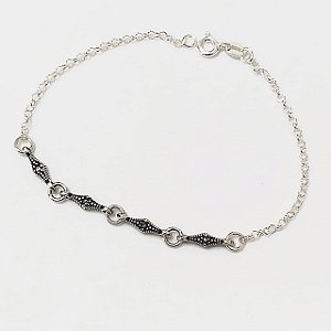 PULSEIRA DE PRATA DELICADA ELINHOS LOSANGOS