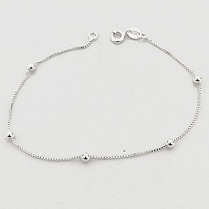 PULSEIRA DE PRATA BOLINHA DELICADA 17,5 CM