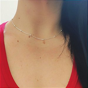 CHOKER DE PRATA MODELO BOLINHA - 40 CM