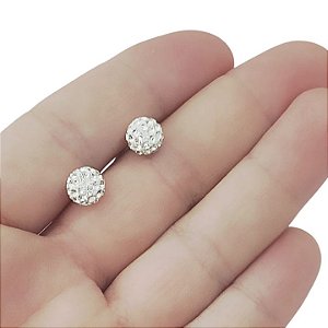 BRINCO DE PRATA COM CRISTAIS SWAROVSKI BOLINHA 8MM