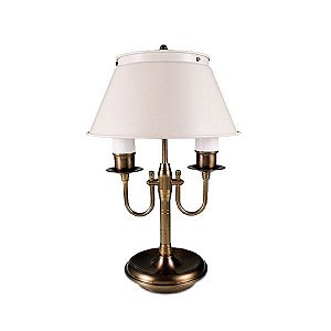 Mini Abajur Inglês 2 Braços Curvos Cúpula Bivolt 41cm de Altura Golden Art E-27 M006 Cabeceiras e Salas