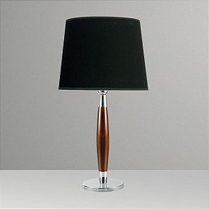 Abajur Rústico Madeira Maciça Cúpula Preta Tecido Bivolt 63cm de Altura Hampton Golden Art E-27 M029 Escritórios e Quartos