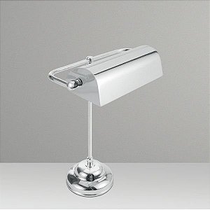 Abajur Luminária de Mesa Alumínio Calha Cromada Bivolt Leitura 30cm de Altura Golden Art E-27 M044 Escritórios e Quartos