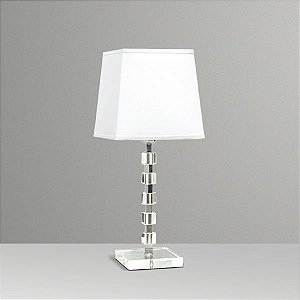 Abajur Cubos Vidro Cristal Intercalado Cúpula Tecido Bivolt 47cm de Altura Golden Art E-27 M095 Criados-mudos e Mesas