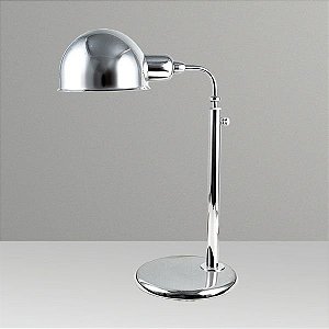 Abajur Luminária de Mesa Cromado Redondo Regulável Bivolt Leitura 52cm Juddy Golden Art E-27 M204 Quartos e Salas