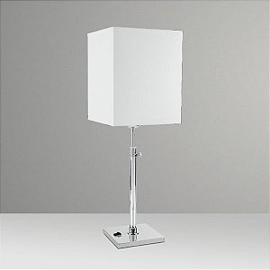 Abajur Telescópico Alumínio Cromado Cúpula Quadrada Tecido Bivolt 55cm de Altura Golden Art E-27 M605 Quartos e Salas