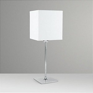 Abajur Palito Alumínio Cromado Cúpula Quadrada Tecido Bivolt 45cm de Altura Golden Art M622 Criados-mudos e Salas