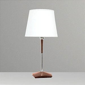 Abajur Rústico Base Madeira Cúpula Cônica Tecido Bivolt 56cm de Altura Eros Golden Art E-27 M626 Cabeceiras e Salas