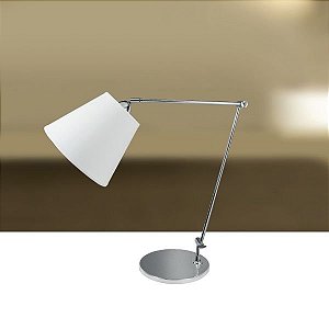 Abajur Luminária de Mesa Articulado Alumínio Cúpula Tecido Bivolt 60cm de Altura Classic Golden Art M629 Quartos e Salas