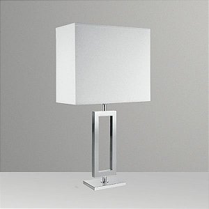 Abajur Alumínio Cromado Retangular Cúpula Tecido Bivolt 60cm Golden Art E-27 M631-ME Mesas e Salas