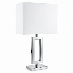 Abajur Alumínio Golden Art M631-LT Cromado Retangular Cúpula Tecido Bivolt 60cm E27 Mesas e Salas
