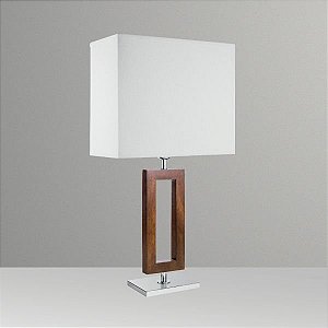 Abajur Rústico Decorativo Retangular Madeira Cúpula Tecido Bivolt 60cm de Altura Golden Art E-27 M631-MA Quartos e Salas