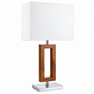 Abajur Rústico Decorativo Retangular Madeira Cúpula Tecido Bivolt 60cm de Altura Golden Art E-27 M631-MA Quartos e Salas