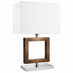 Abajur Quadrado Golden Art M632LTMA Madeira Cúpula Tecido 66cm Altura E-27 Mesas e Salas
