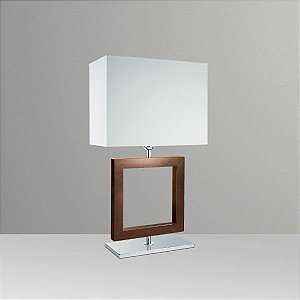 Abajur Rústico Decorativo Quadrado Madeira Cúpula Tecido Bivolt 66cm de Altura Golden Art E-27 M632-MA Mesas e Salas