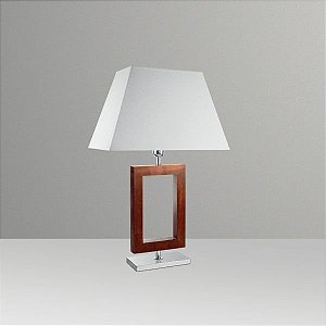 Abajur Rústico Decorativo Moderno Retangular Madeira Cúpula Bivolt 66cm de Altura Golden Art E-27 M634-MA Quartos e Salas