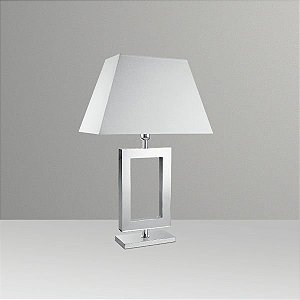 Abajur Decorativo Alumínio Cromado Retangular Cúpula Tecido Bivolt 66cm de Altura Golden Art E-27 M634-ME Mesas e Salas